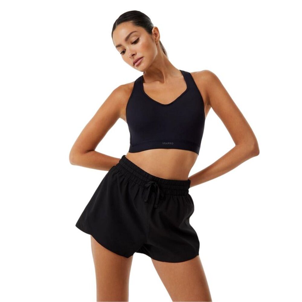 USA Pro Womens/Ladies High Support Sports Bra / Black